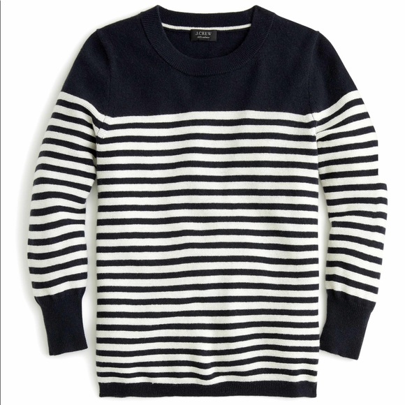 J. Crew Sweaters - J.Crew Stripe Crewneck Cashmere Sweater